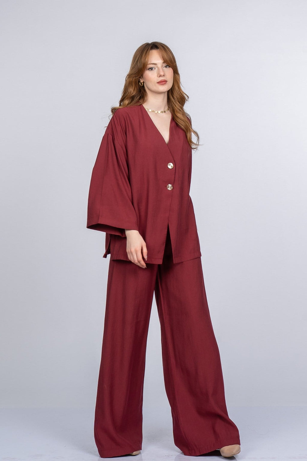PAIGE OVERSIZE İKİLİ TAKIM - BORDO