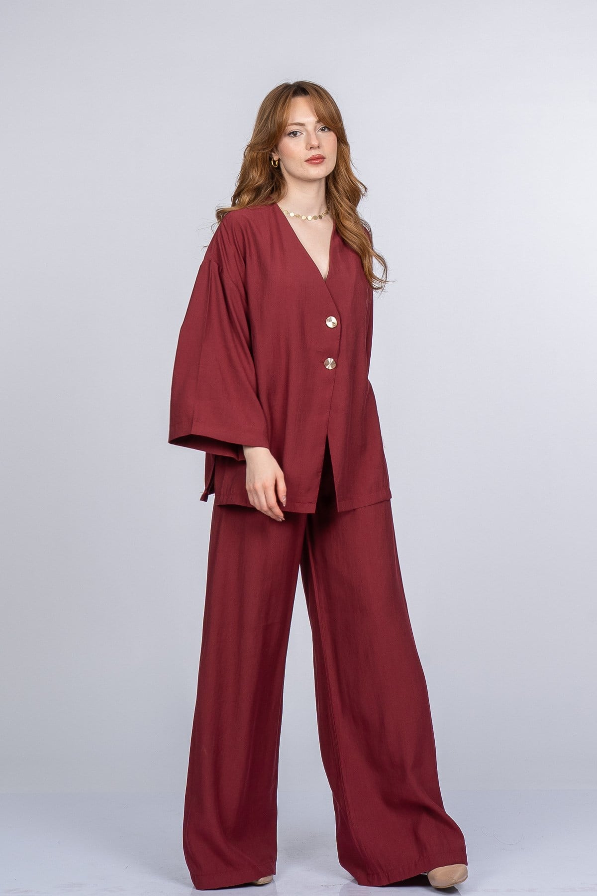 PAIGE OVERSIZE İKİLİ TAKIM - BORDO