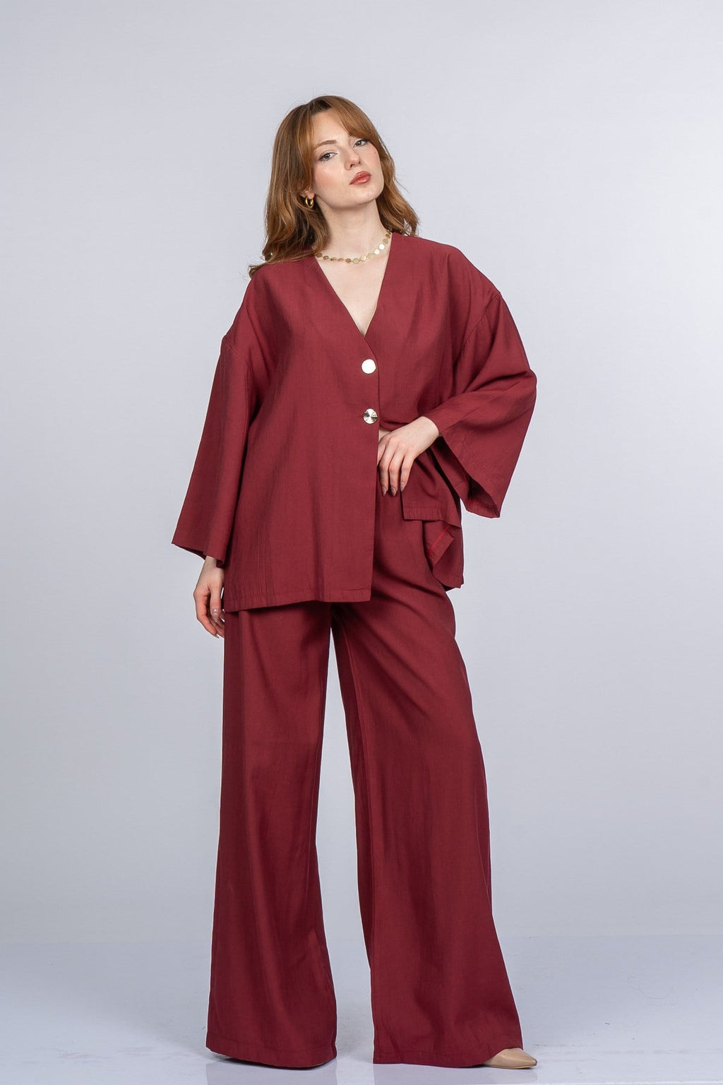 PAIGE OVERSIZE İKİLİ TAKIM - BORDO