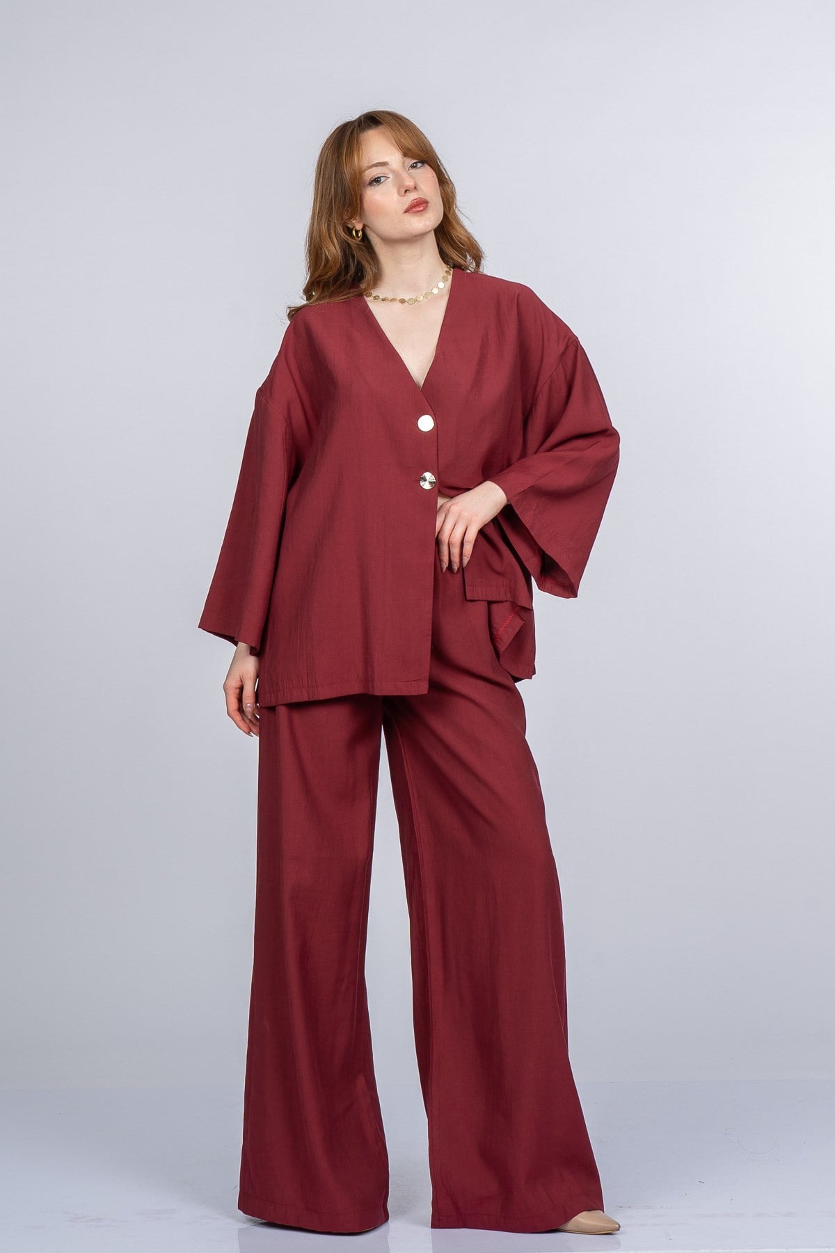 PAIGE OVERSIZE İKİLİ TAKIM - BORDO