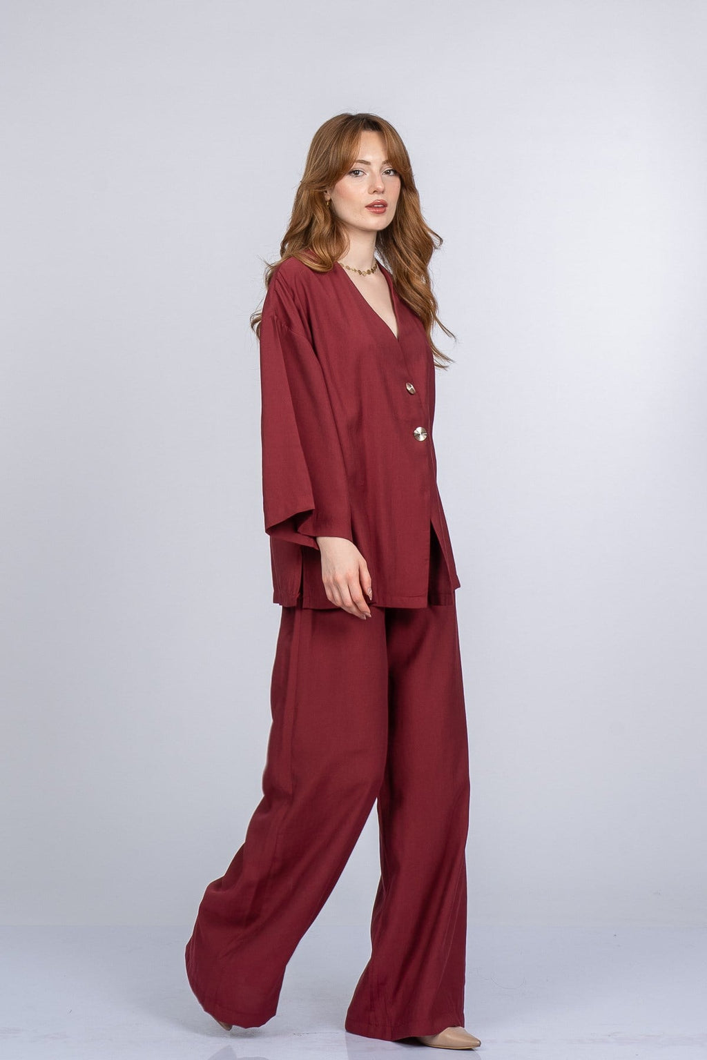 PAIGE OVERSIZE İKİLİ TAKIM - BORDO