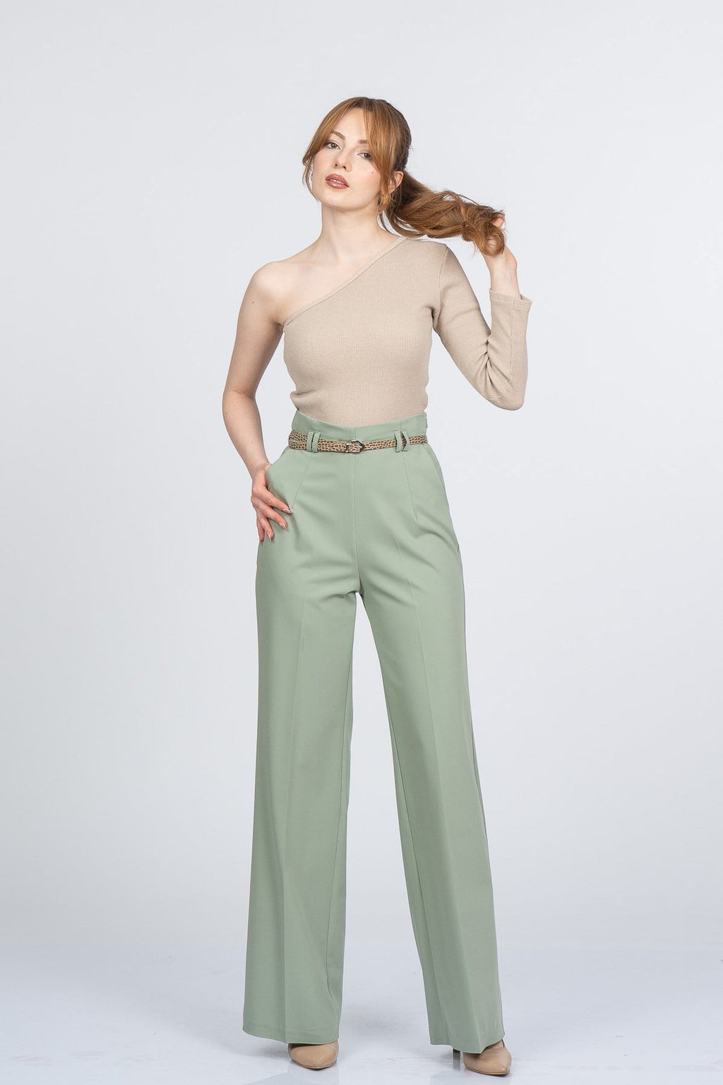 PALOMA KEMERLİ PANTOLON - MINT