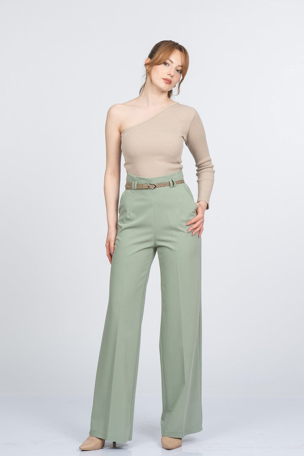 PALOMA KEMERLİ PANTOLON - MINT