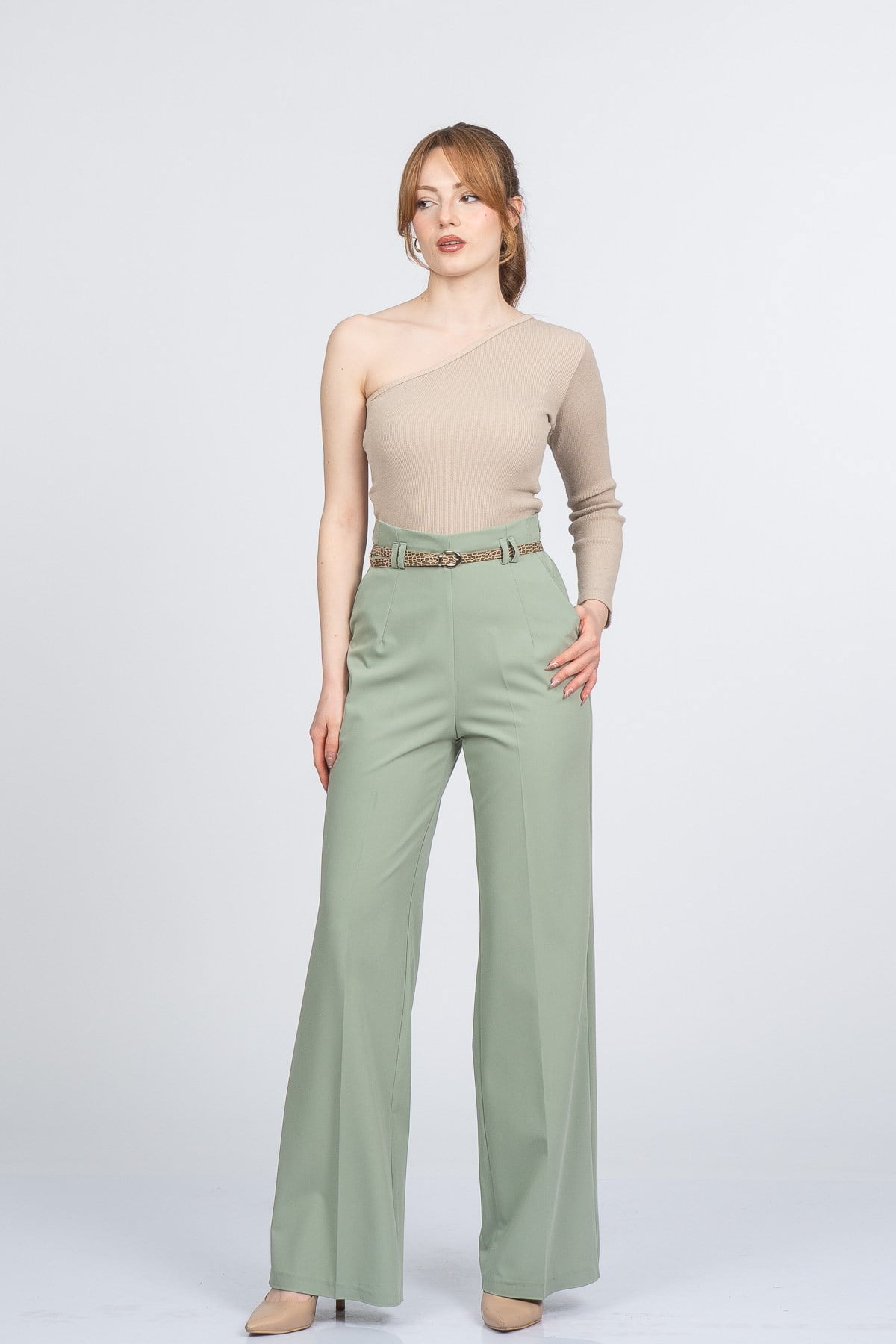 PALOMA KEMERLİ PANTOLON - MINT