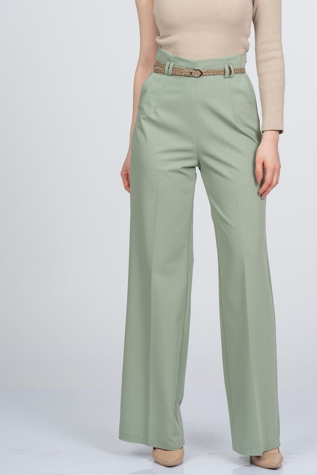 PALOMA KEMERLİ PANTOLON - MINT