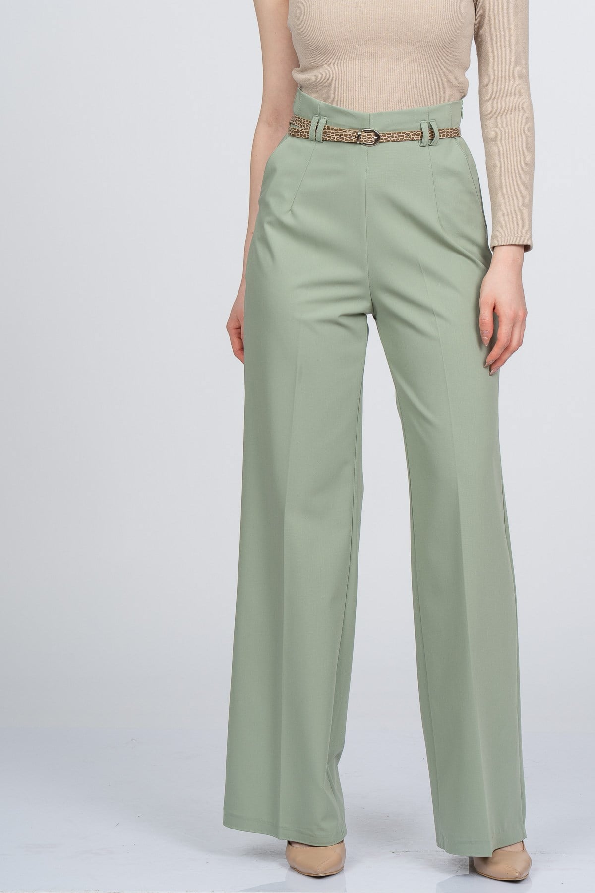 PALOMA KEMERLİ PANTOLON - MINT