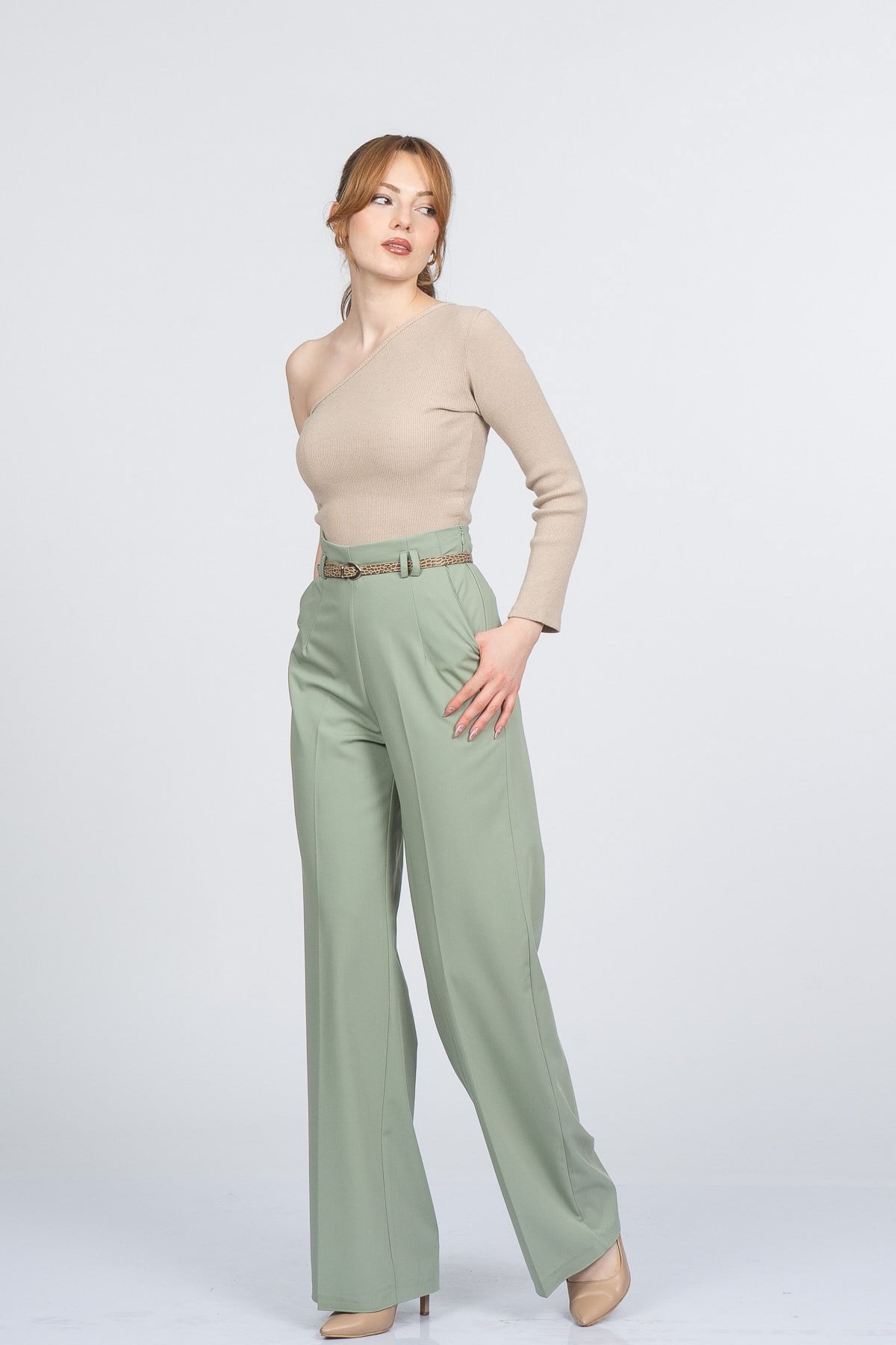 PALOMA KEMERLİ PANTOLON - MINT