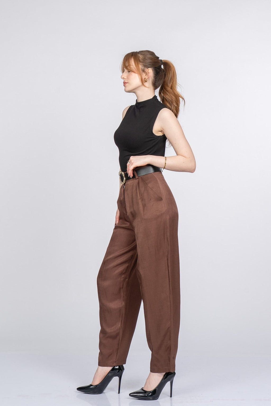 PATRICIA KEMERLİ PANTOLON - KAHVE