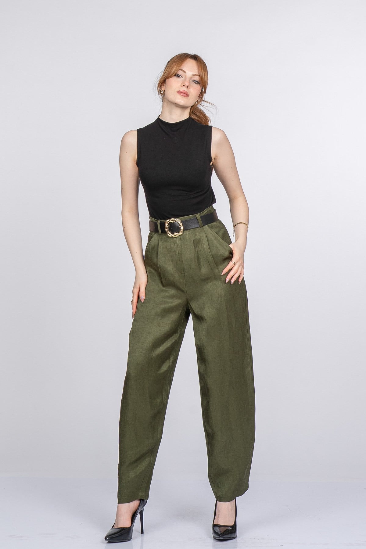 PATRICIA KEMERLİ PANTOLON - HAKİ