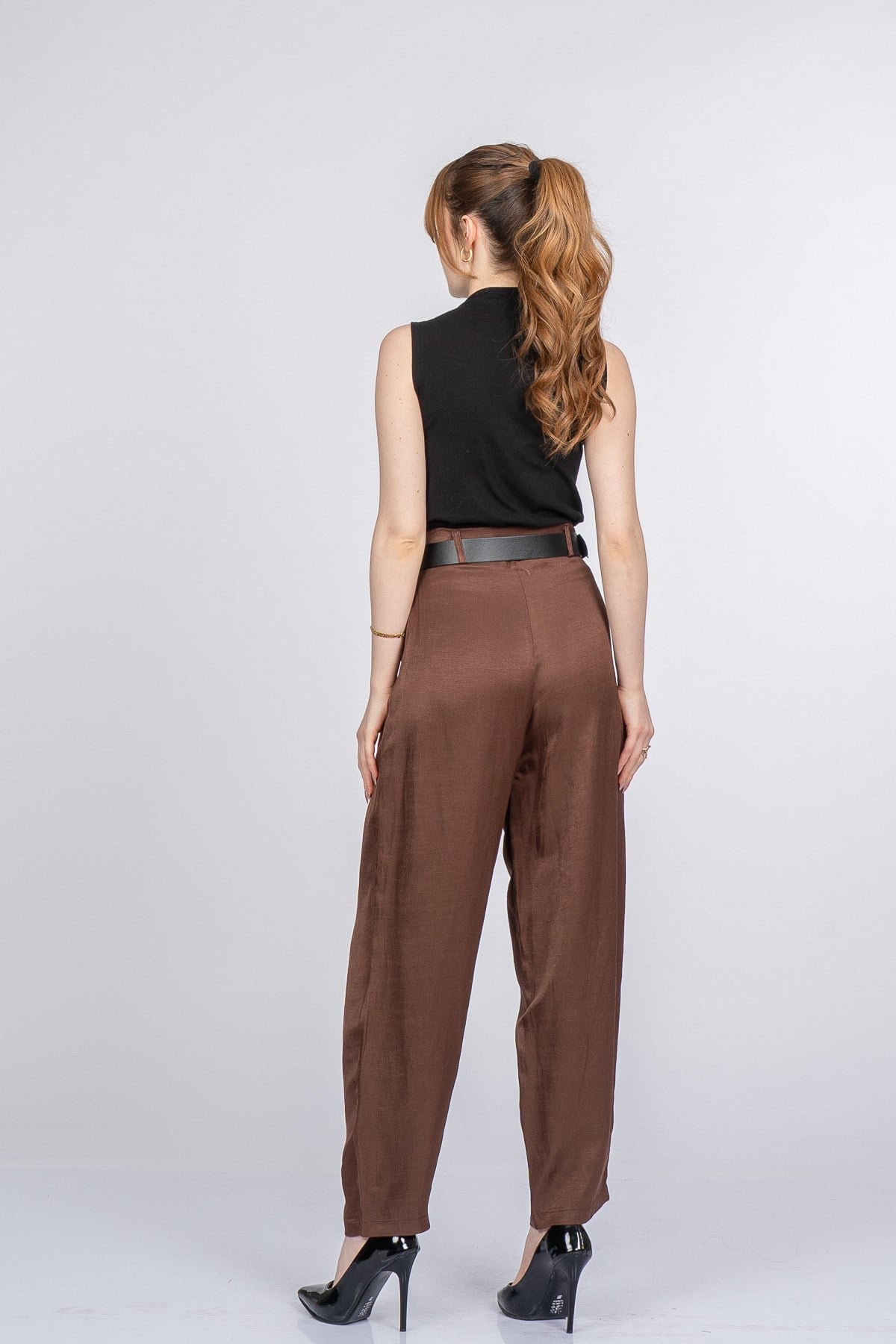 PATRICIA KEMERLİ PANTOLON - KAHVE