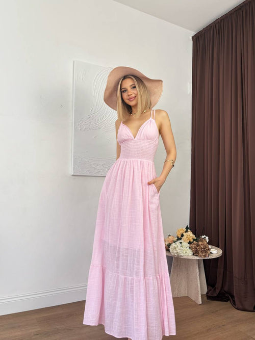 ABAGAIL UZUN ELBİSE - PEMBE