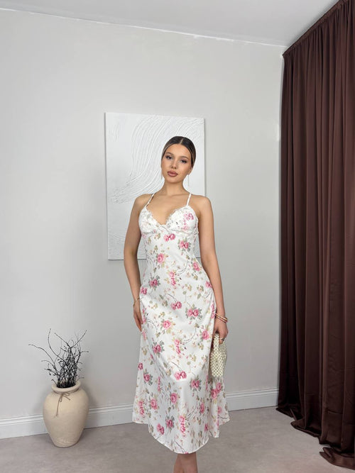 ADELINE UZUN ELBİSE - BEYAZ