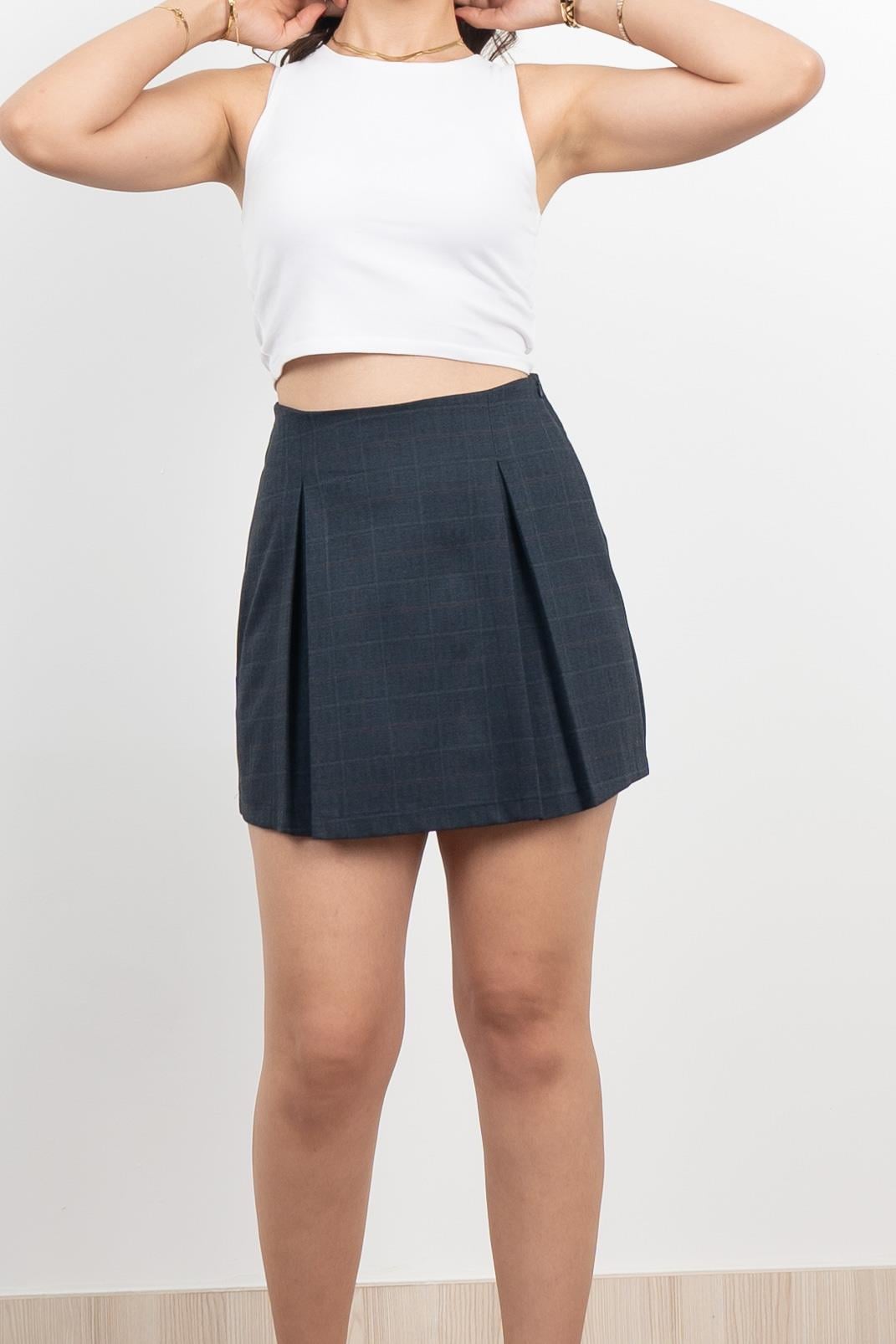 Pilikaşeli Mini Etek 6746 - EKOSE - KARELİ