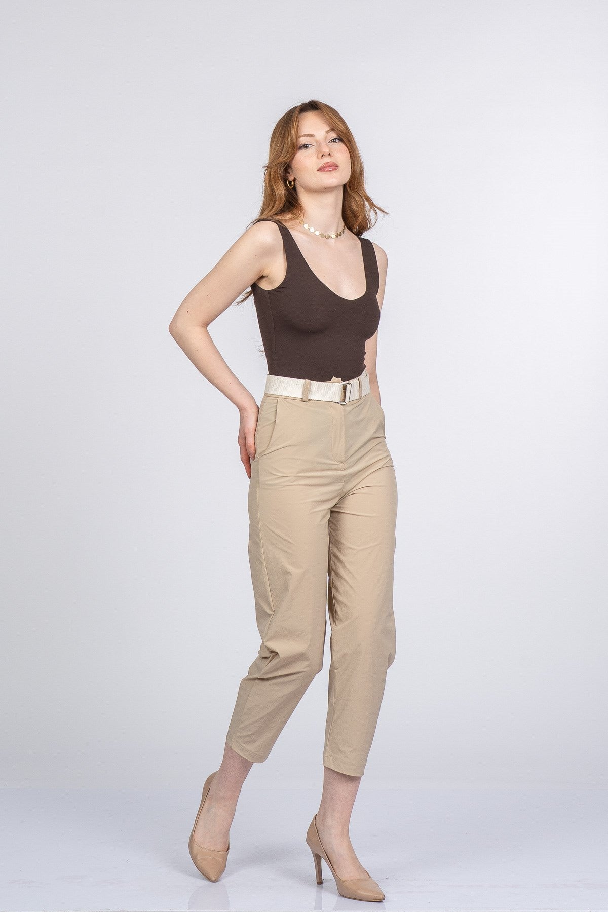 PIPER KEMERLİ PANTOLON - BEJ