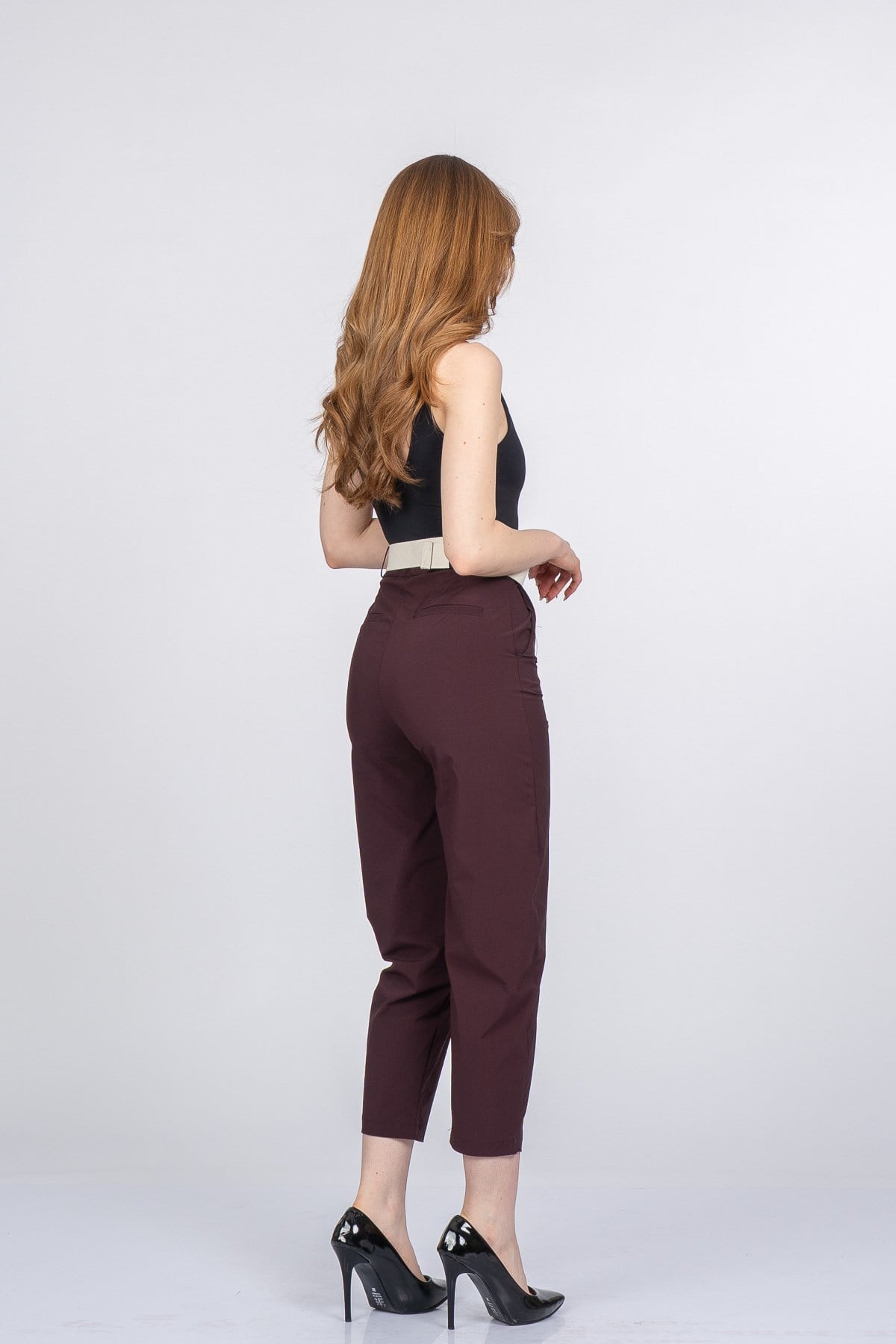 PIPER KEMERLİ PANTOLON - BORDO