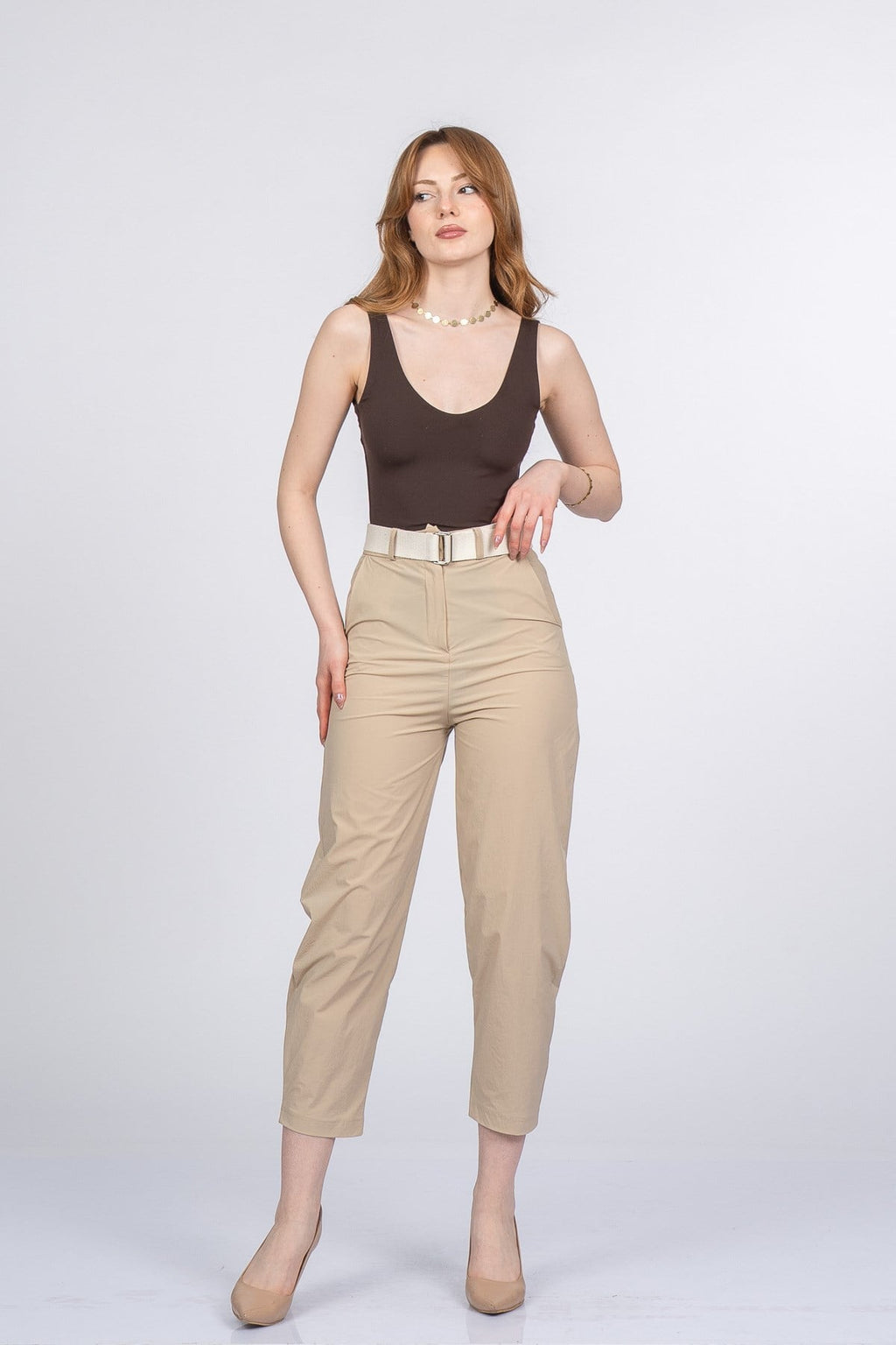 PIPER KEMERLİ PANTOLON - BEJ
