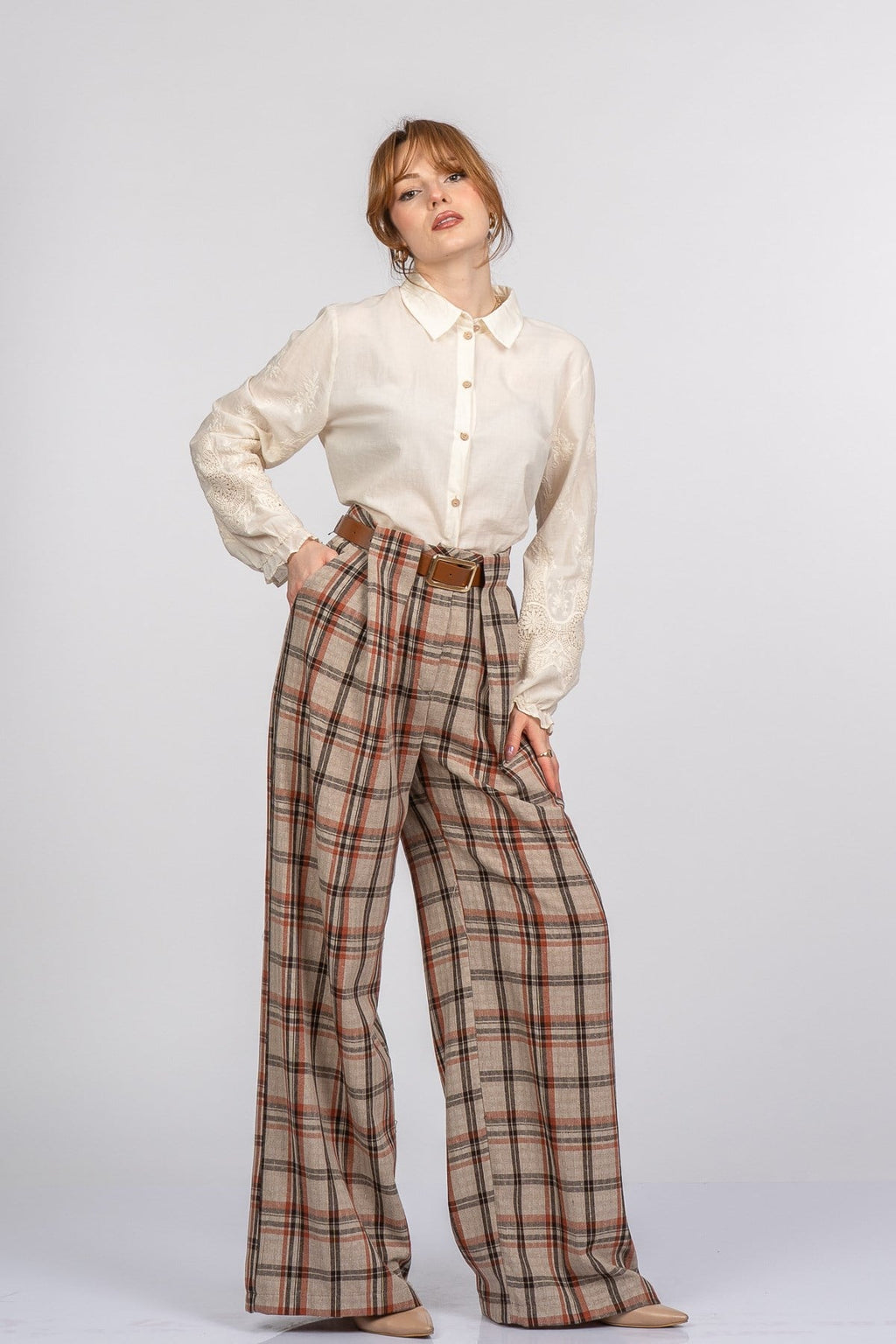 PRECIOUS KETEN PANTOLON - BEJ