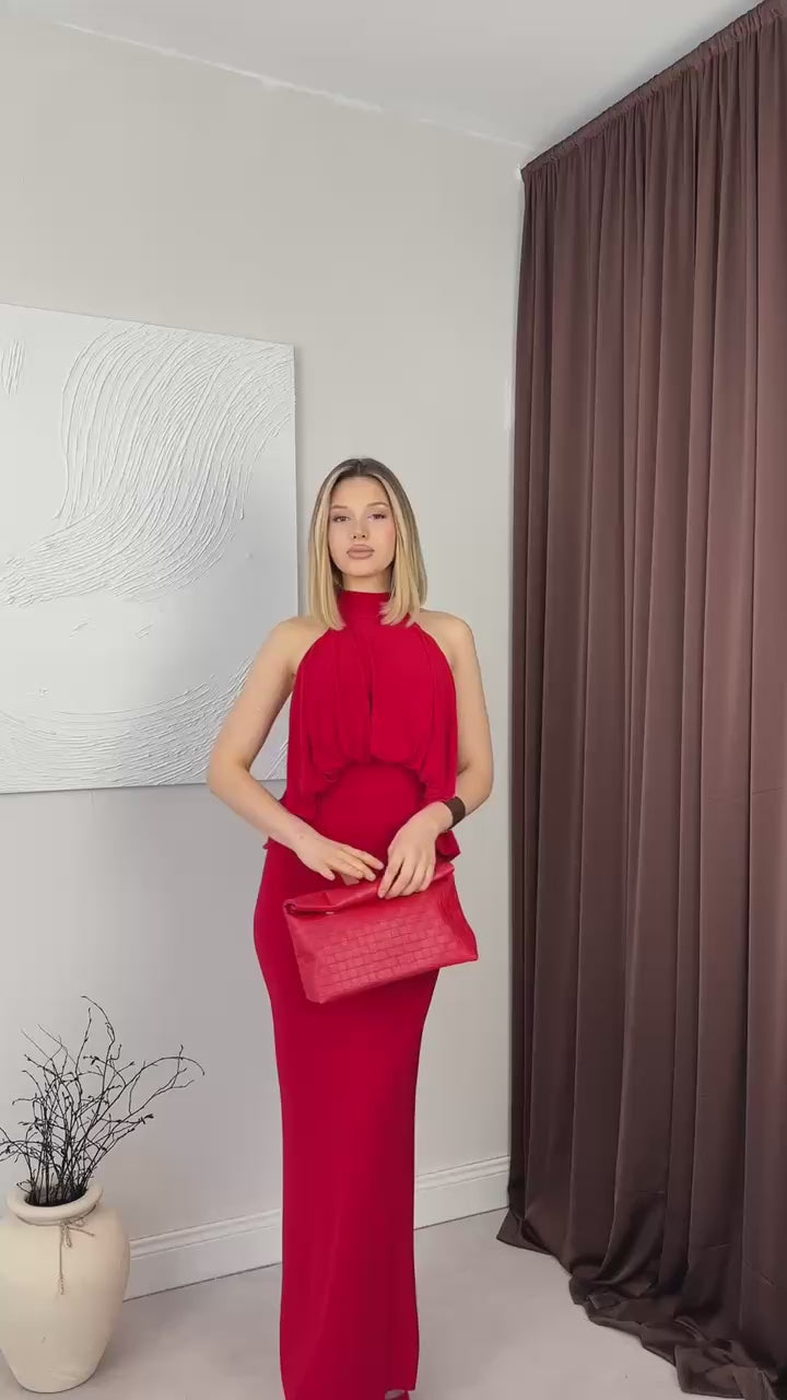 ALISA UZUN ELBİSE - KAHVERENGİ