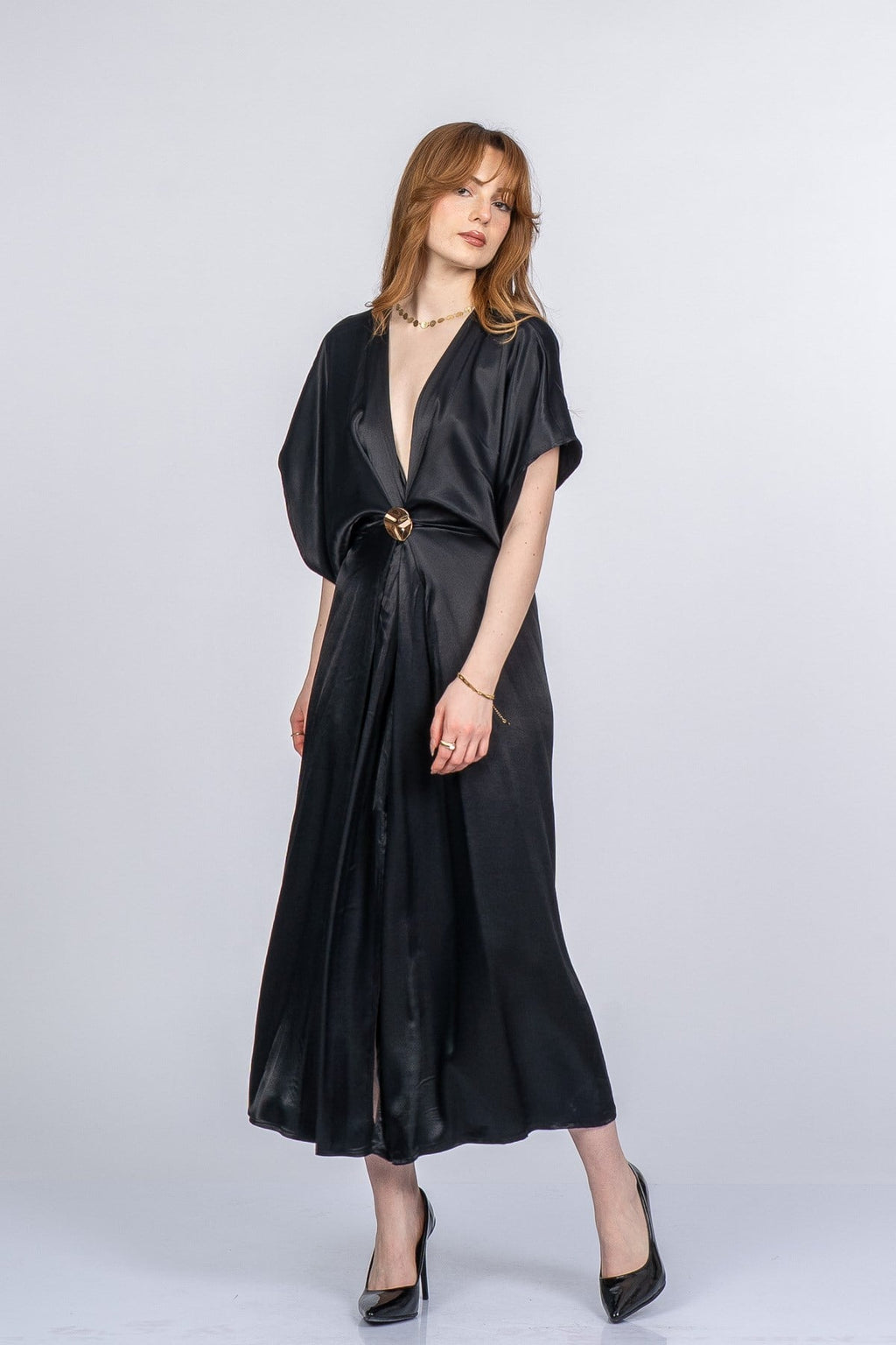 PRINCES SATEN OVERSIZE ELBİSE - SIYAH