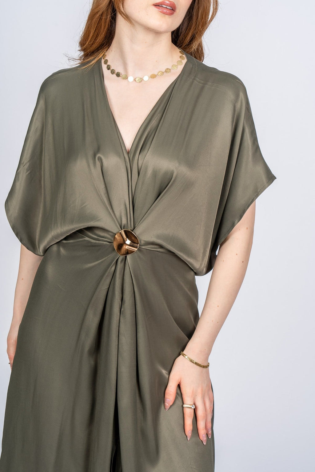 PRINCES SATEN OVERSIZE ELBİSE - HAKİ