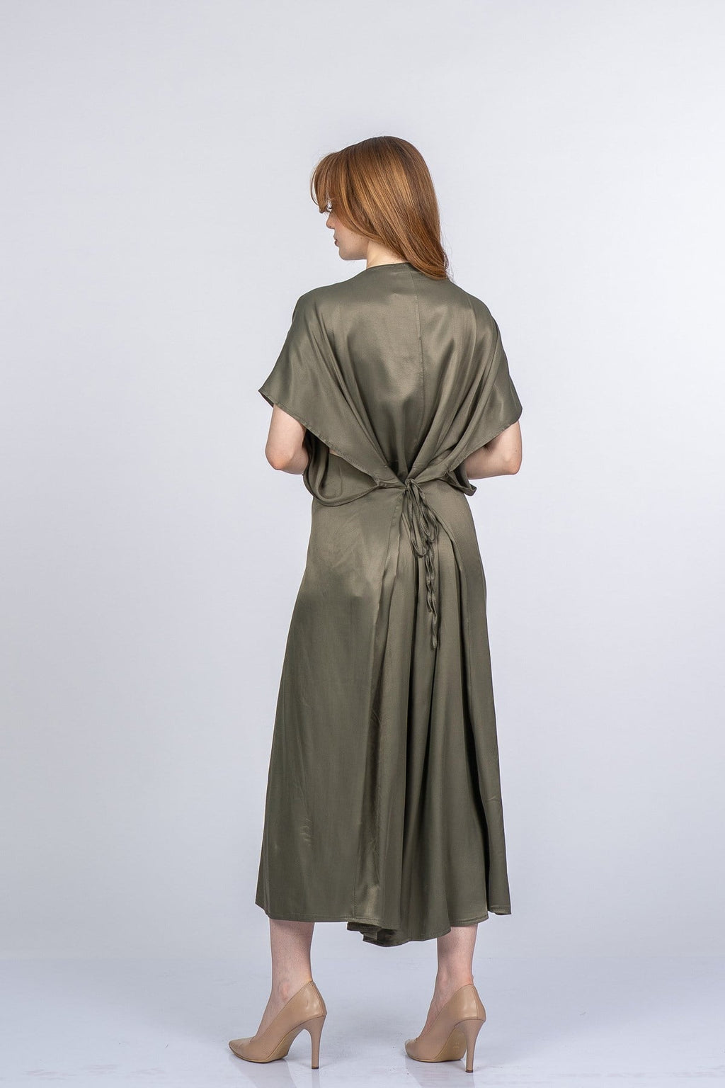 PRINCES SATEN OVERSIZE ELBİSE - HAKİ