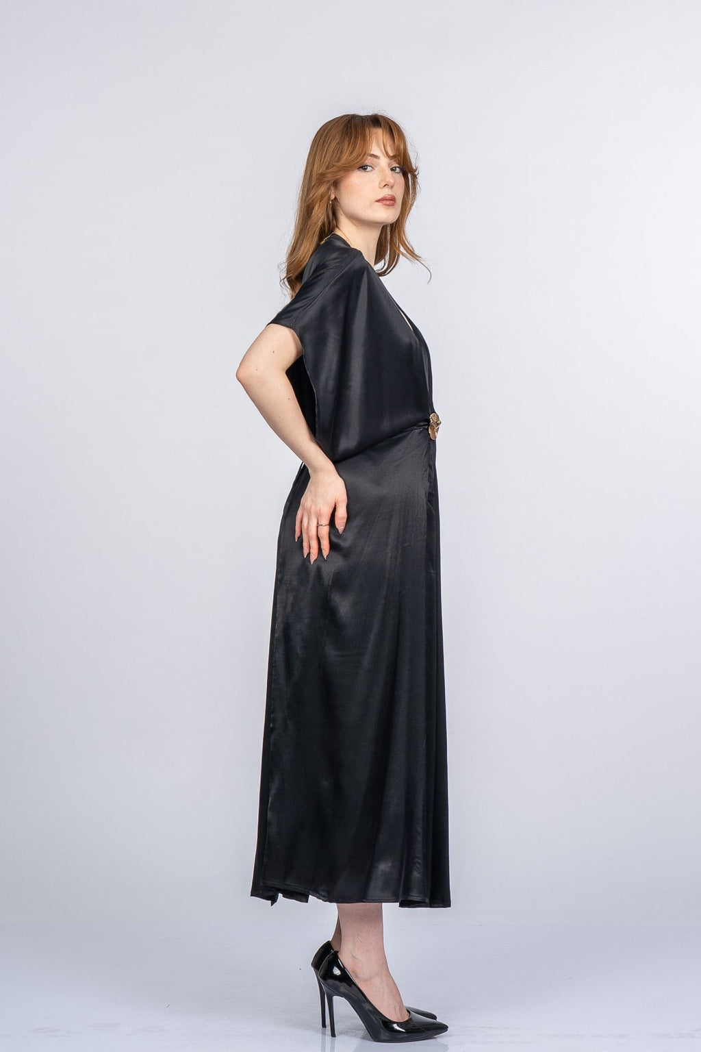 PRINCES SATEN OVERSIZE ELBİSE - SIYAH