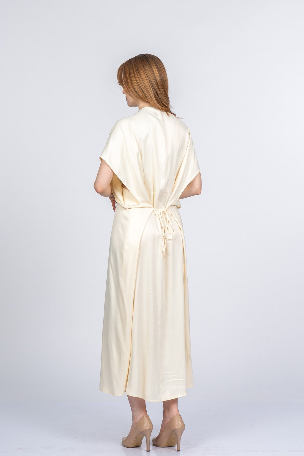 PRINCES SATEN OVERSIZE ELBİSE - KREM
