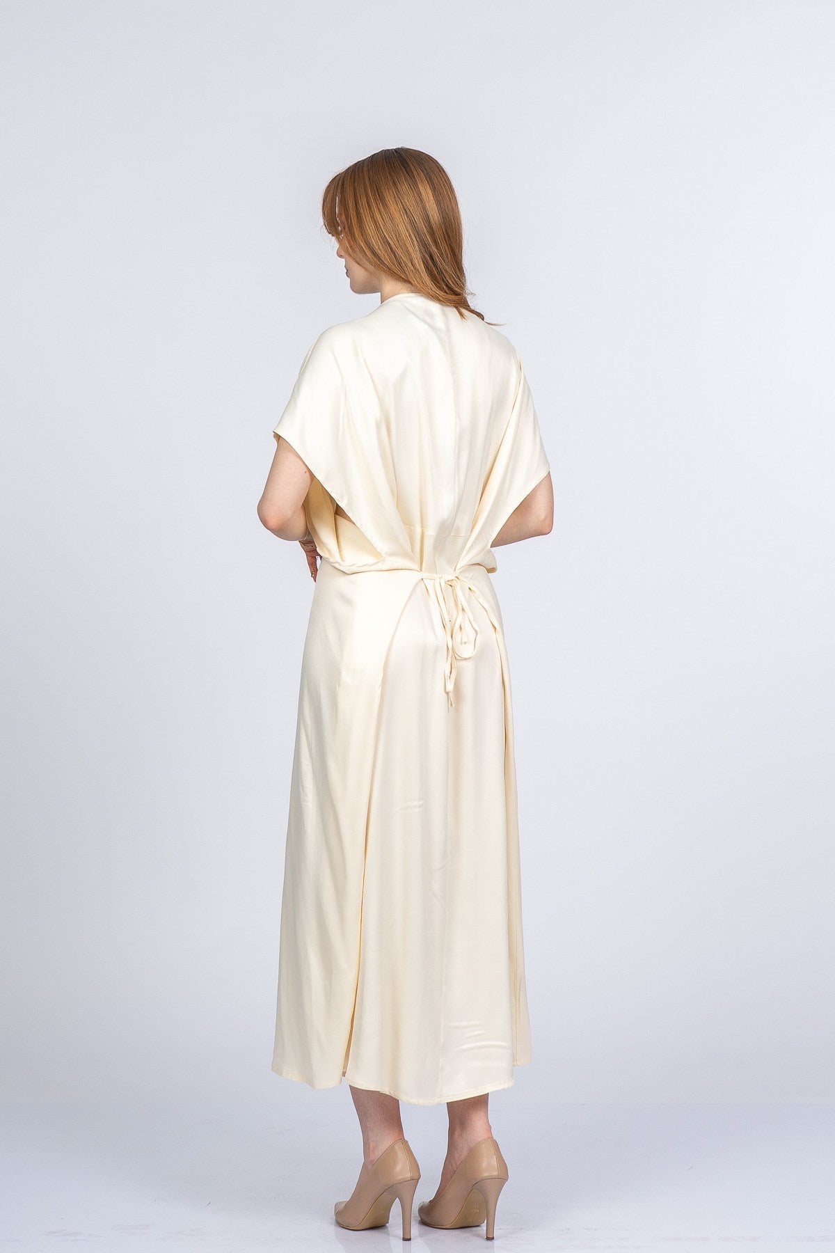 PRINCES SATEN OVERSIZE ELBİSE - KREM