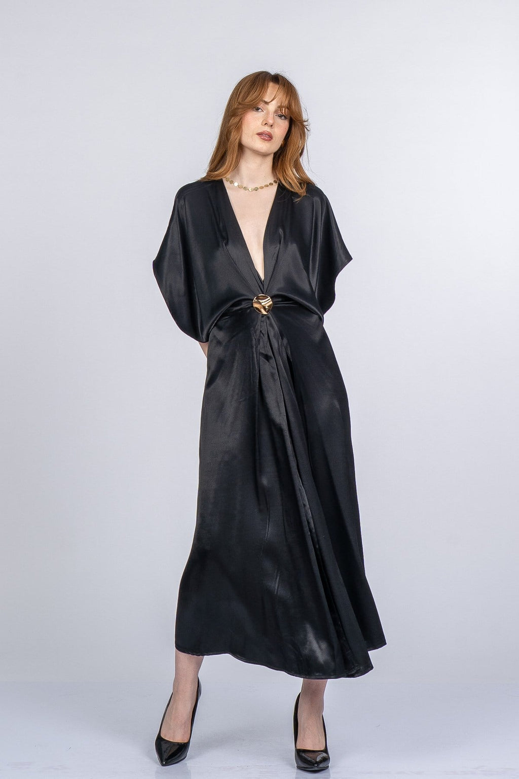 PRINCES SATEN OVERSIZE ELBİSE - SIYAH