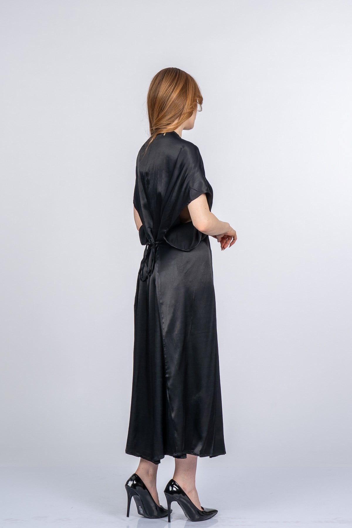 PRINCES SATEN OVERSIZE ELBİSE - SIYAH