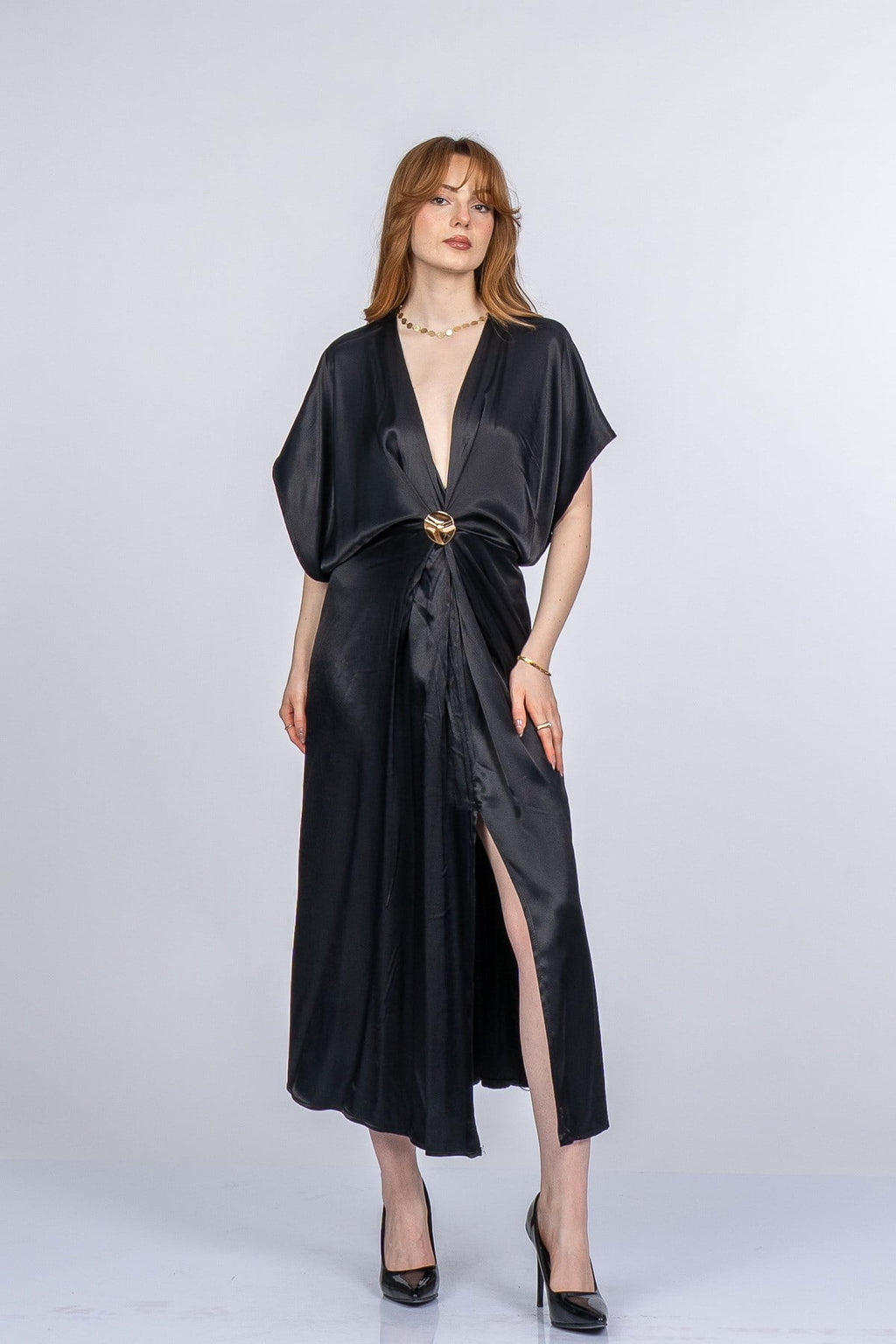 PRINCES SATEN OVERSIZE ELBİSE - SIYAH