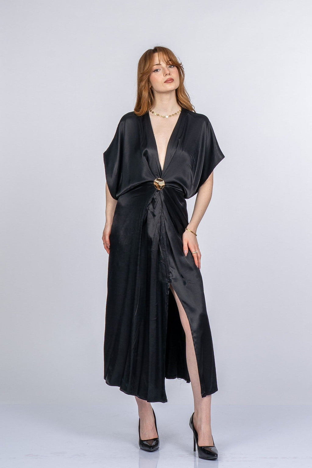 PRINCES SATEN OVERSIZE ELBİSE - SIYAH