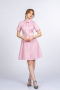 PRISCILLA ÇİZGİLİ ELBİSE - PEMBE