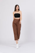 QUIN KEMERLİ KALEM PANTOLON - KAHVE