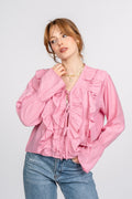 RAYNA FIRFIRLI GÖMLEK - PEMBE