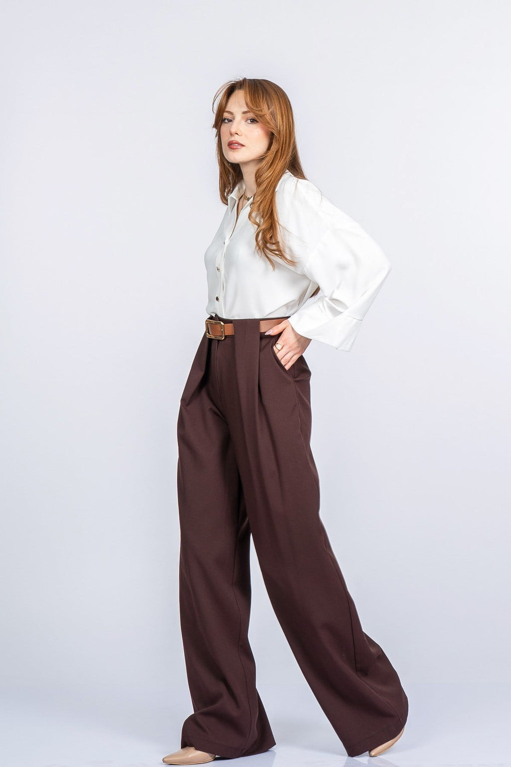 REANNA KEMERLİ PANTOLON - KAHVE