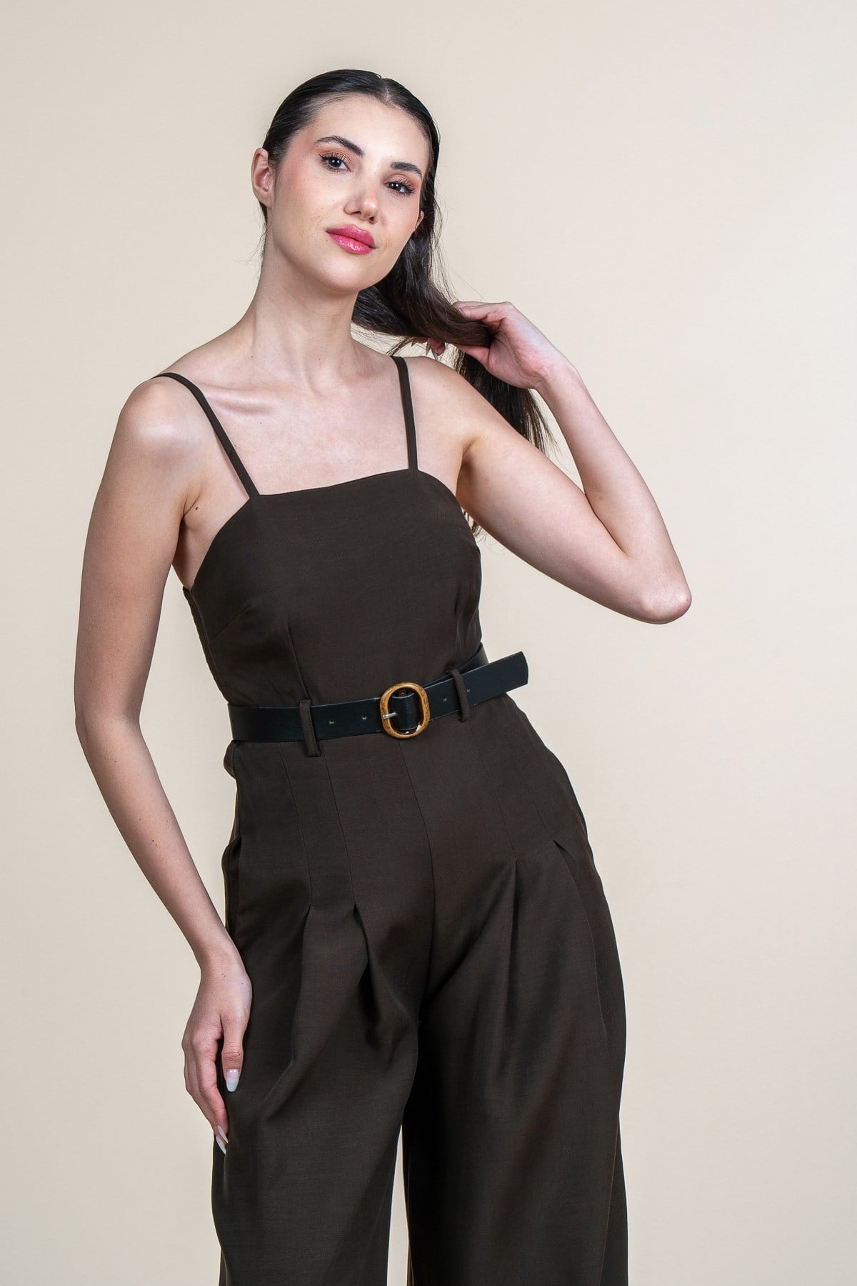 REBECCA İNCE İP ASKILI KEMERLİ TULUM - KAHVE