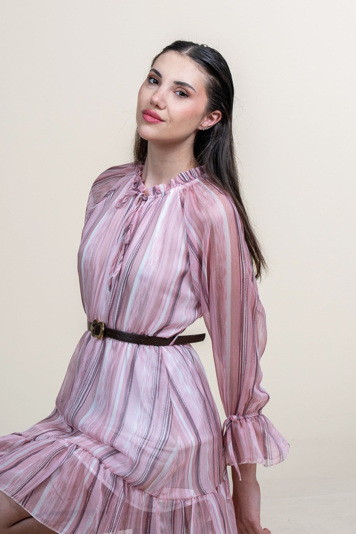REESE ŞİFON ELBİSE - PEMBE