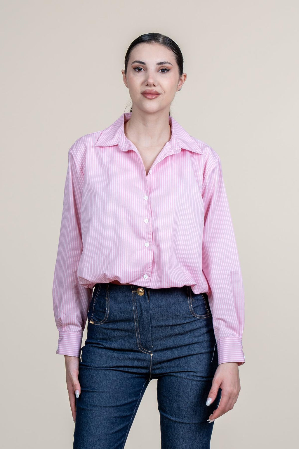 RILEY ÇİZGİLİ GÖMLEK - PEMBE