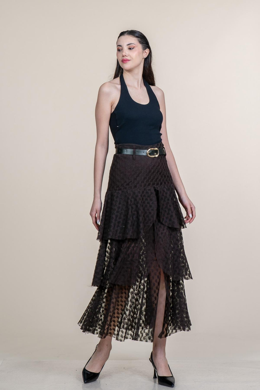 ROGER ASTARLI TÜL ETEK - KAHVE