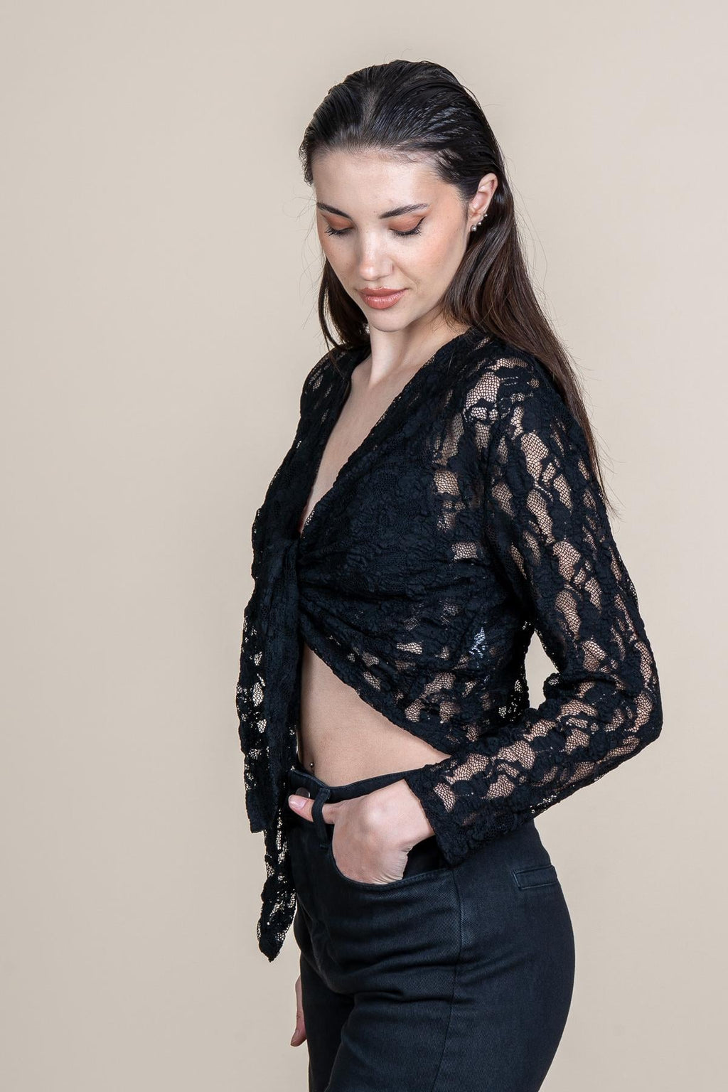 ROWAN DANTELLİ BLUZ - SIYAH