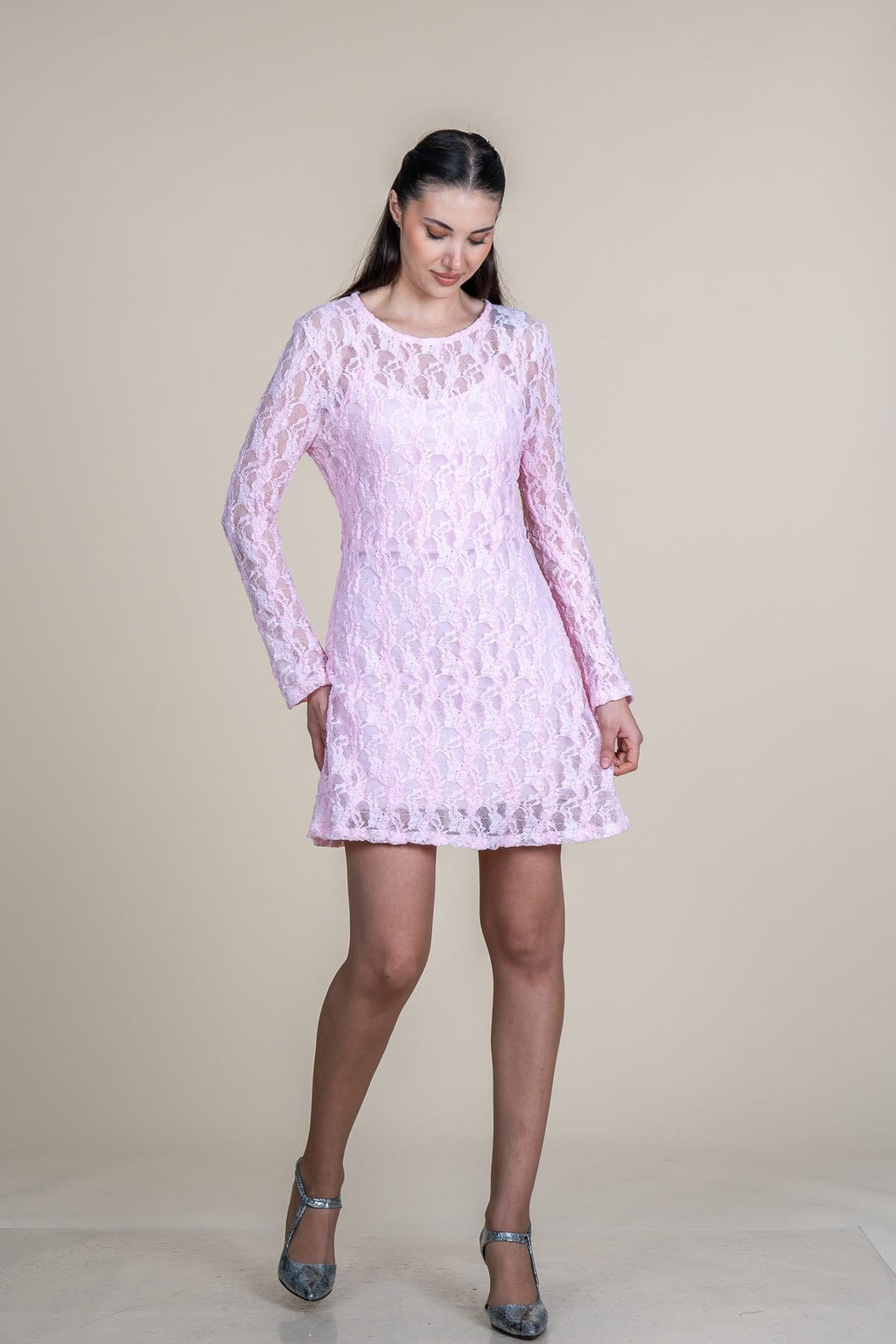 RUSSELL DANTEL KISA ELBİSE - PEMBE