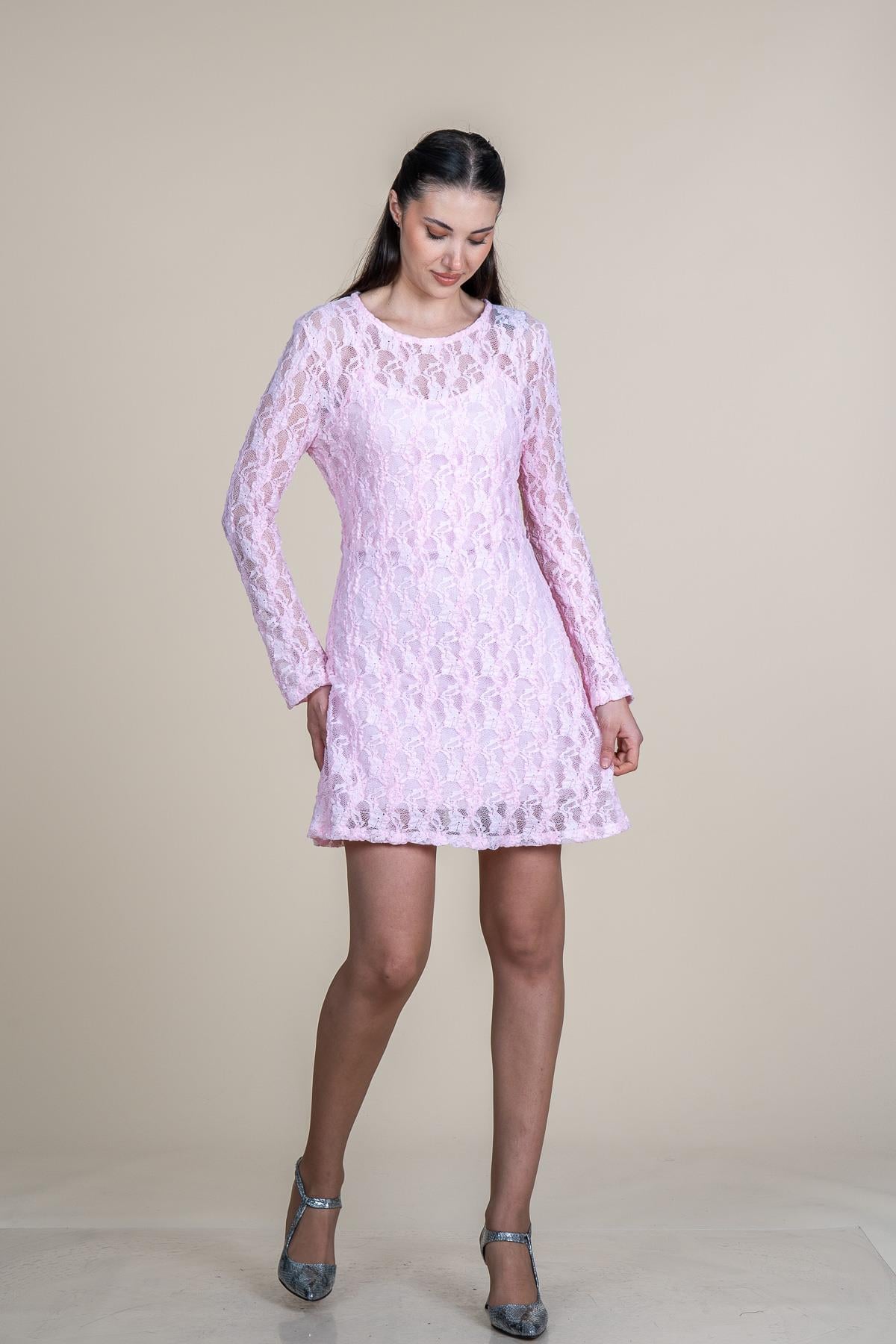 RUSSELL DANTEL KISA ELBİSE - PEMBE
