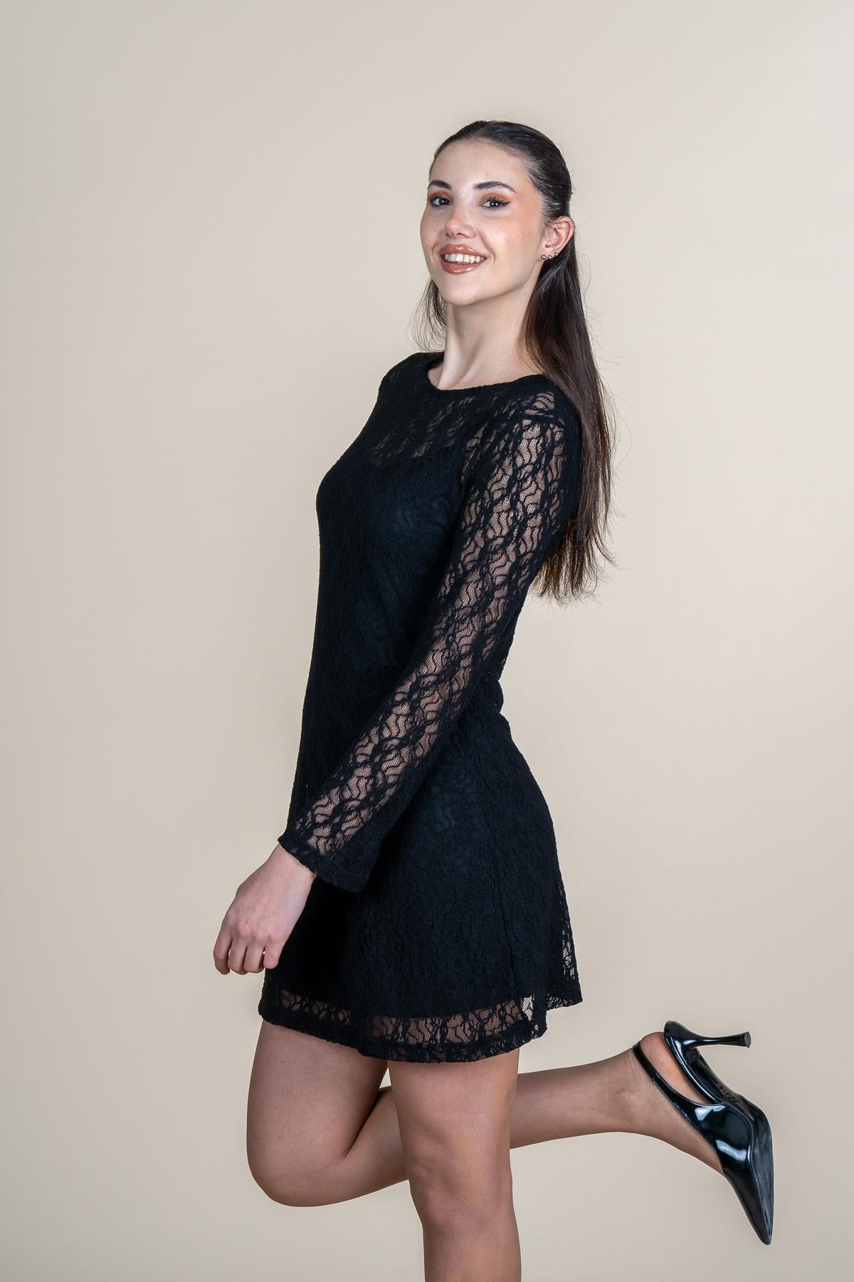 RUSSELL DANTEL KISA ELBİSE - SIYAH