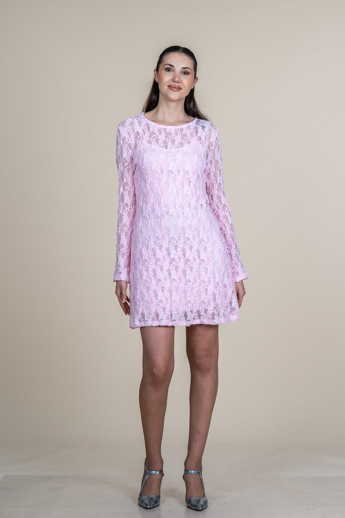 RUSSELL DANTEL KISA ELBİSE - PEMBE