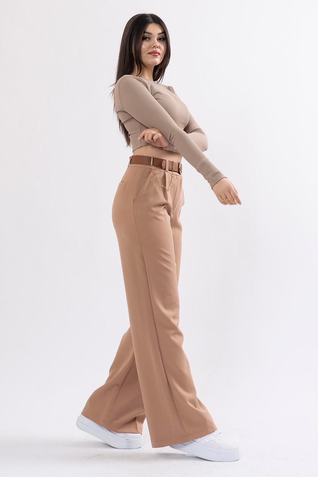 RYLIE BOL PAÇA KEMERLİ PANTOLON - CAMEL