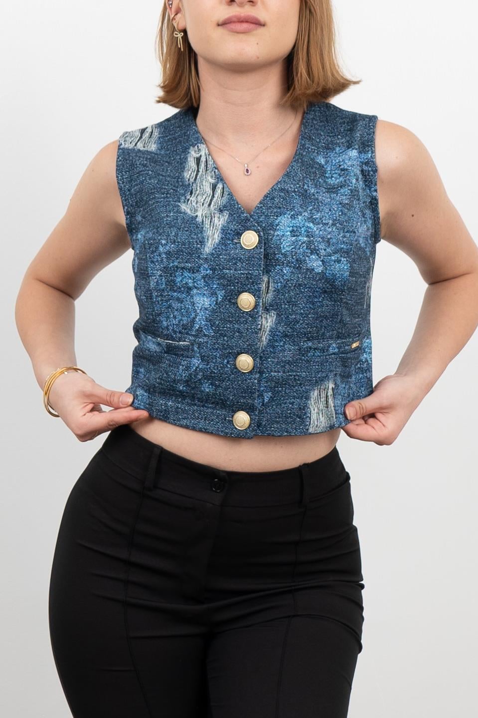 SAHRA DENIM KISA YELEK - LACI