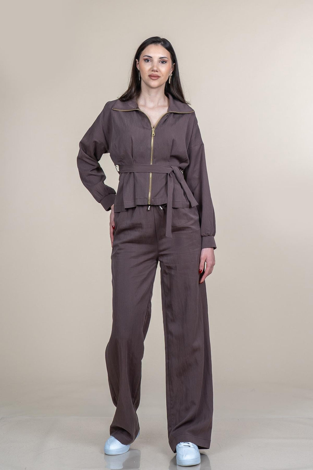 SALLY CEKET PANTOLON İKİLİ TAKIM - KAHVE
