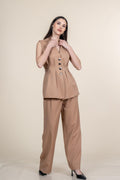 SAMIRA YELEK PANTOLON İKİLİ TAKIM - CAMEL