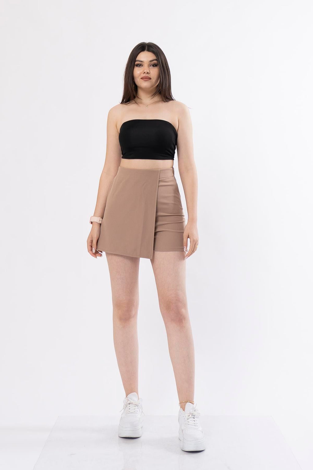 Şort Etek Beli Lastikli Ve Likralı İç Göstermez 30152 - CAMEL